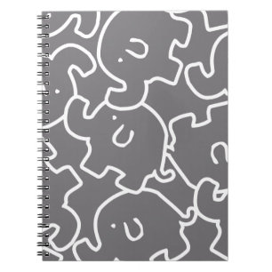 Schattige Olifant Grijs en Wit Gastenboek Notitieboek