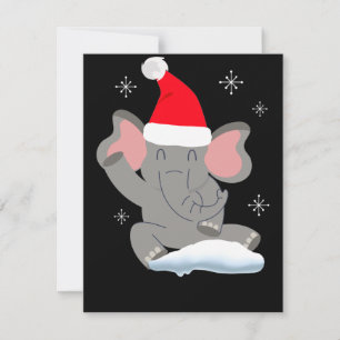 Schattige olifant in de sneeuw, prettig kerstfeest kaart