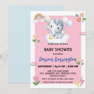 Schattige olifant jongen baby shower kinderen jong kaart