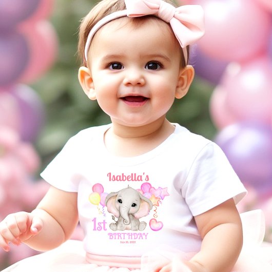 Schattige Olifant Kleurrijke Zomer 1e Verjaardag M Romper