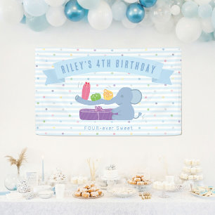 Schattige Olifant met Cadeaus Verjaardagsbanner Spandoek