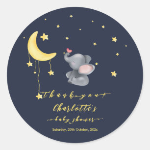 Schattige Olifant Met Kleine Vlinder Baby Shower Ronde Sticker