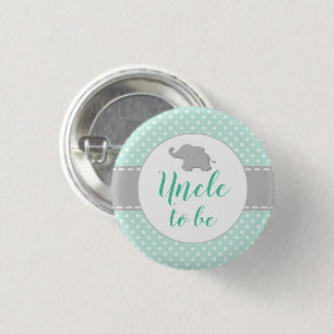 Schattige Olifant Mintgroene Baby Shower Oom Wordt Ronde Button 3,2 Cm