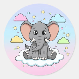 Schattige Olifant op Wolk - Ik ben Ele-Fun-t Grapp Ronde Sticker