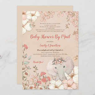 Schattige Olifant Peach Baby shower per Mail Kaart