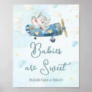 Schattige Olifant Plane Adventure Blue Baby Treats Poster