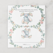 Schattige Olifant Roze Bloemen Groen Baby shower (Buitenkant ongevouwen)