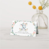 Schattige Olifant Roze Bloemen Groen Baby shower (Achterkant)