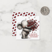 Schattige Olifant Valentijnkaart Notitiekaartje (Voorkant / Achterkant in situ)