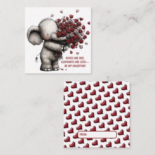 Schattige Olifant Valentijnkaart Notitiekaartje (Voorkant / Achterkant)