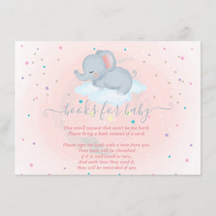 Schattige olifant,Wolk, Sterren Baby Shower Informatiekaartje