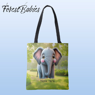 Schattige Olifant Woodland Dier Kind Cartoon Graph Draagtas