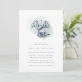 schattige olifant zittend baby shower kaart (Staand voorkant)