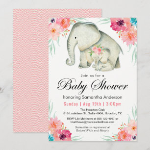Schattige olifanten meisje Baby shower Kaart