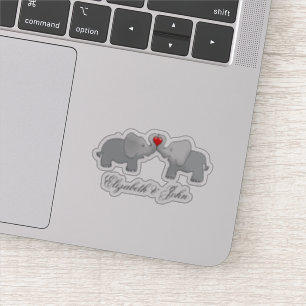 Schattige Olifanten Verliefd - Persoonlijk Sticker