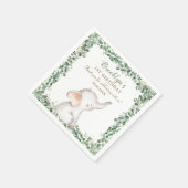 Schattige olifantengroen genderneutraal 1e verjaar servet (Hoek)