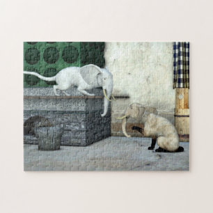 Schattige olifantenkatten legpuzzel