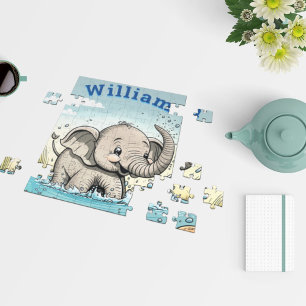 Schattige olifantennaam Jigzaag Puzzle Legpuzzel