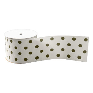 Schattige Olijfgroen en Oude Kant Polka Dots Patro Grosgrain Lint