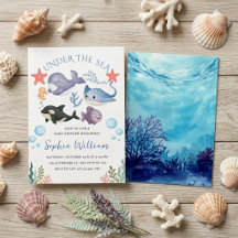 Schattige onder de zee aquarel baby shower