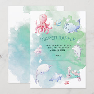 Schattige onder het Zee Luier Raffle Ticket Invita Kaart