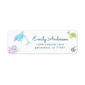 Schattige onder het Zee Waterverf retouradres Etiket (Voorkant)