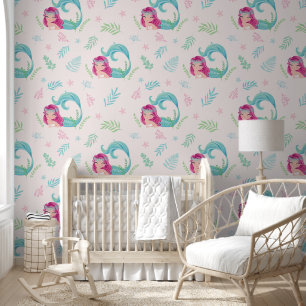 Schattige Onder het Zee Zeemeermin Blush Roze Kind Behang