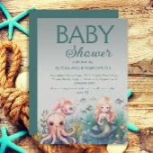 Schattige Onder Zee Zeemeermin Octopus Vis Baby Sh Kaart