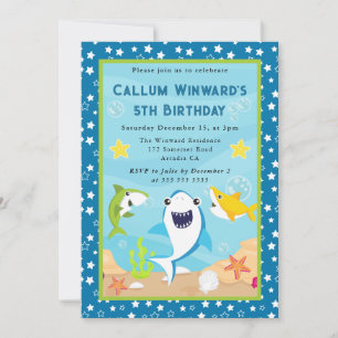 Schattige Onderwaterhaaien Kinderverjaardag Kaart