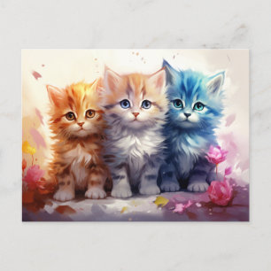 Schattige onschuldige schilderachtige Kittens Briefkaart