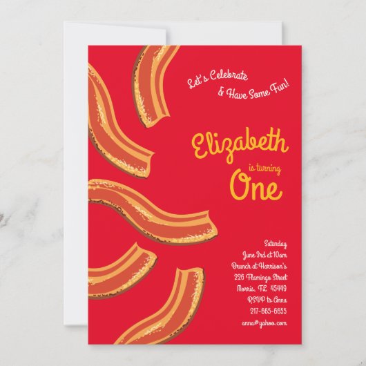 Schattige Ontbijt Brunch Kind 1e Verjaardag Party  Kaart (Voorkant)