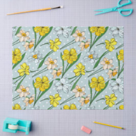 Schattige ontkoppelingspatroon retro blauw floral  tissuepapier