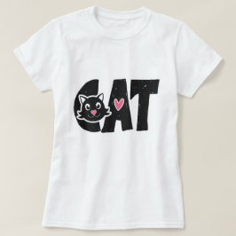 Schattige ontwerp van zwarte kattentypografie t-shirt