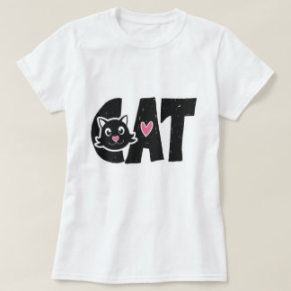 Schattige ontwerp van zwarte kattentypografie t-shirt