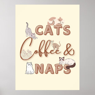 Schattige ontwerp voor katten en koffieliefhebbers poster