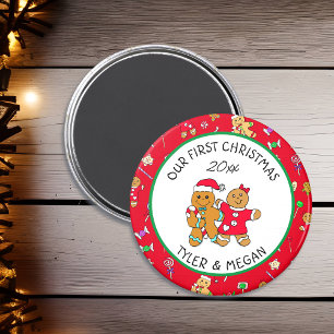 Schattige Onze Eerste Kerstmis met Gingerbread Man Magneet