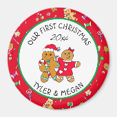 Schattige Onze Eerste Kerstmis met Gingerbread Man Magneet (Voorkant)