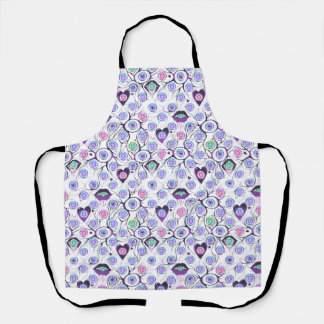 Schattige Oog- en Hartpatroon All-Over Print Schor Schort