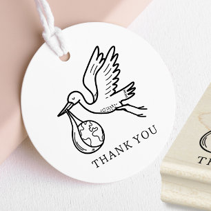 Schattige Ooievaar Baby Shower Bedankt Rubberstempel
