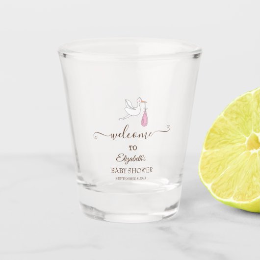 Schattige ooievaarsmeisje shot glas (Voorkant)