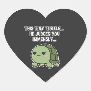 Schattige Oordelende Schildpad Grappige Minimali Hart Sticker