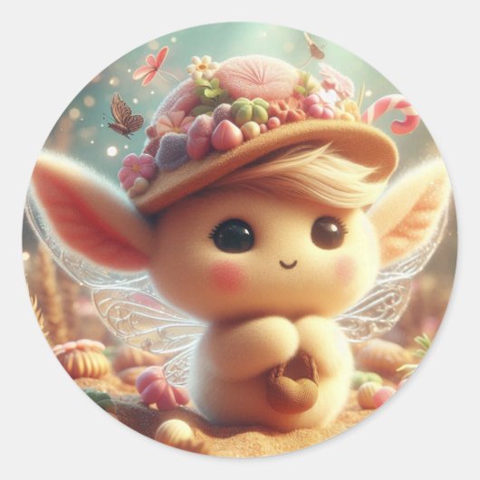 Schattige oorschelp ronde sticker (Voorkant)