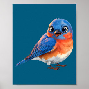 Schattige oostelijke blauwe vogel vogelliefhebbers poster