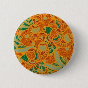 Schattige oranje abstracte naadloze bloemen ronde button 5,7 cm
