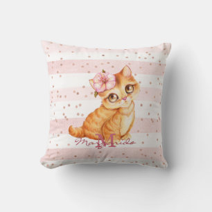 Schattige Oranje Baby Cat Illustration Girl Nurser Kussen