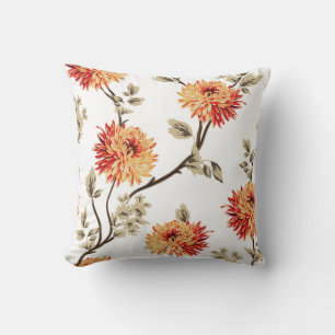 schattige oranje bloemen met bruine bladeren kussen
