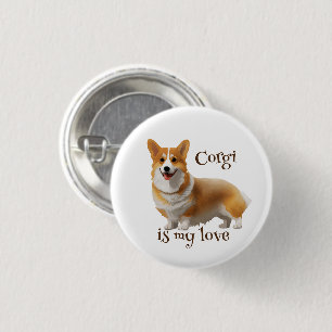 Schattige oranje corgi voor een positieve stemming ronde button 3,2 cm
