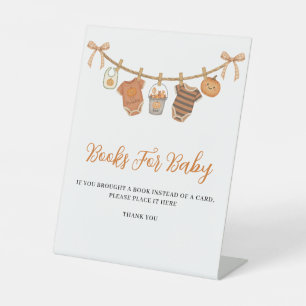 Schattige oranje Halloween baby shower boeken voor Reclamebord Met Voetstuk