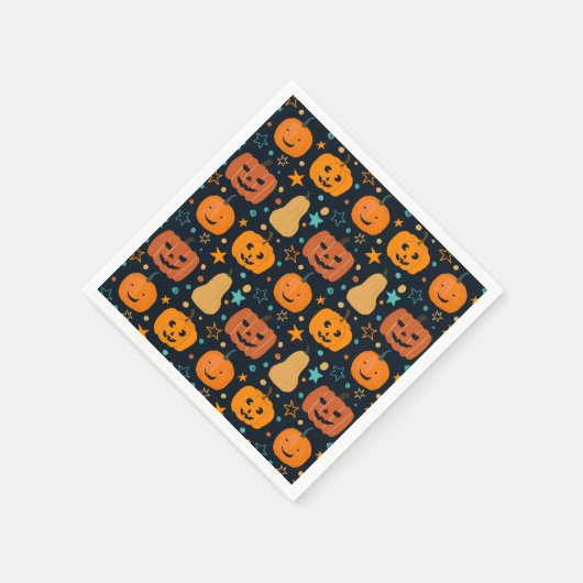 Schattige Oranje Jack O Lantern Pompoen Halloween Servet (Hoek)