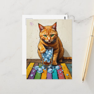 Schattige oranje kat en ijs briefkaart